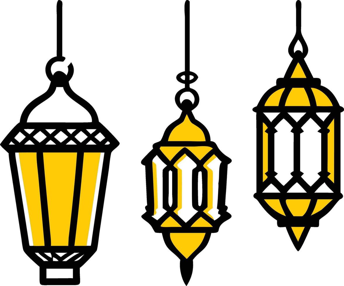 three different types of lamps in different colors vector