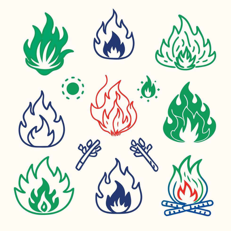 a set of different types of fire icons vector