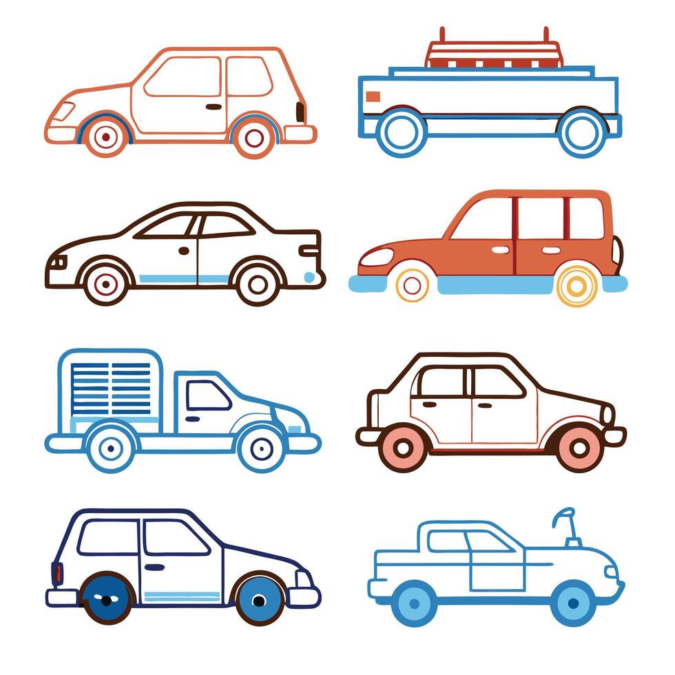 car line icons set design on a white background vector