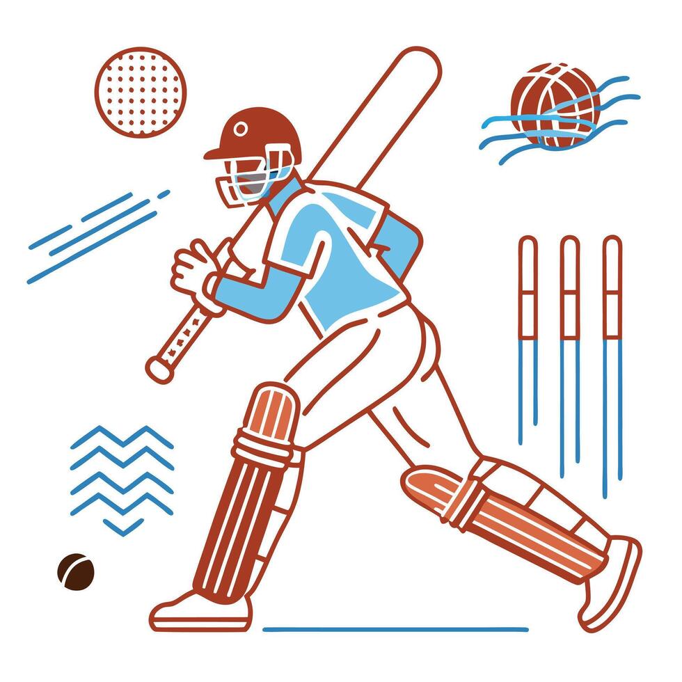 cricket player with bat and ball on white background vector