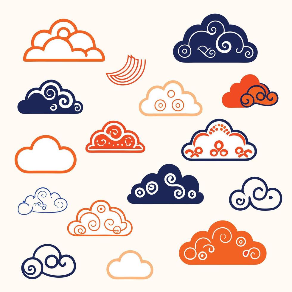 set of clouds and clouds design on a white background vector