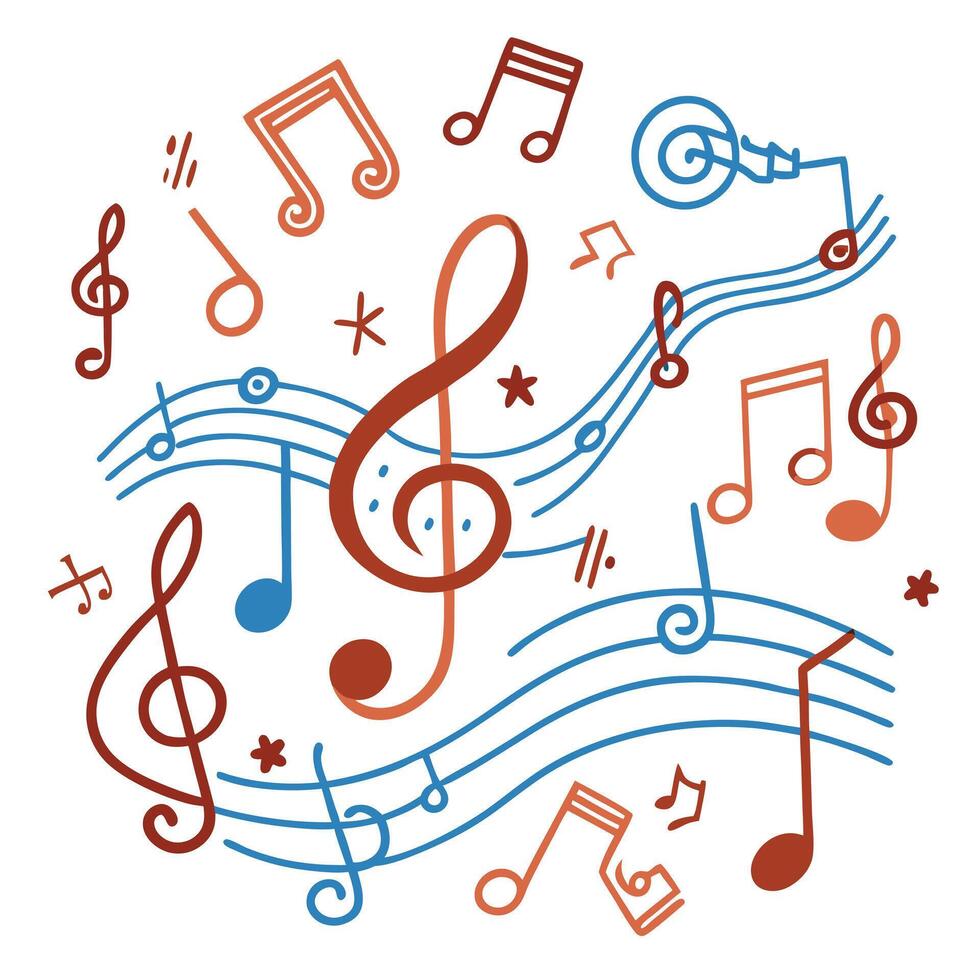 music notes and musical notes in a circle vector