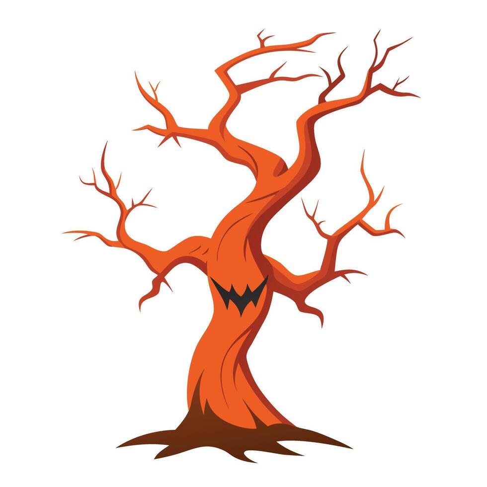 a cartoon tree with a scary face vector