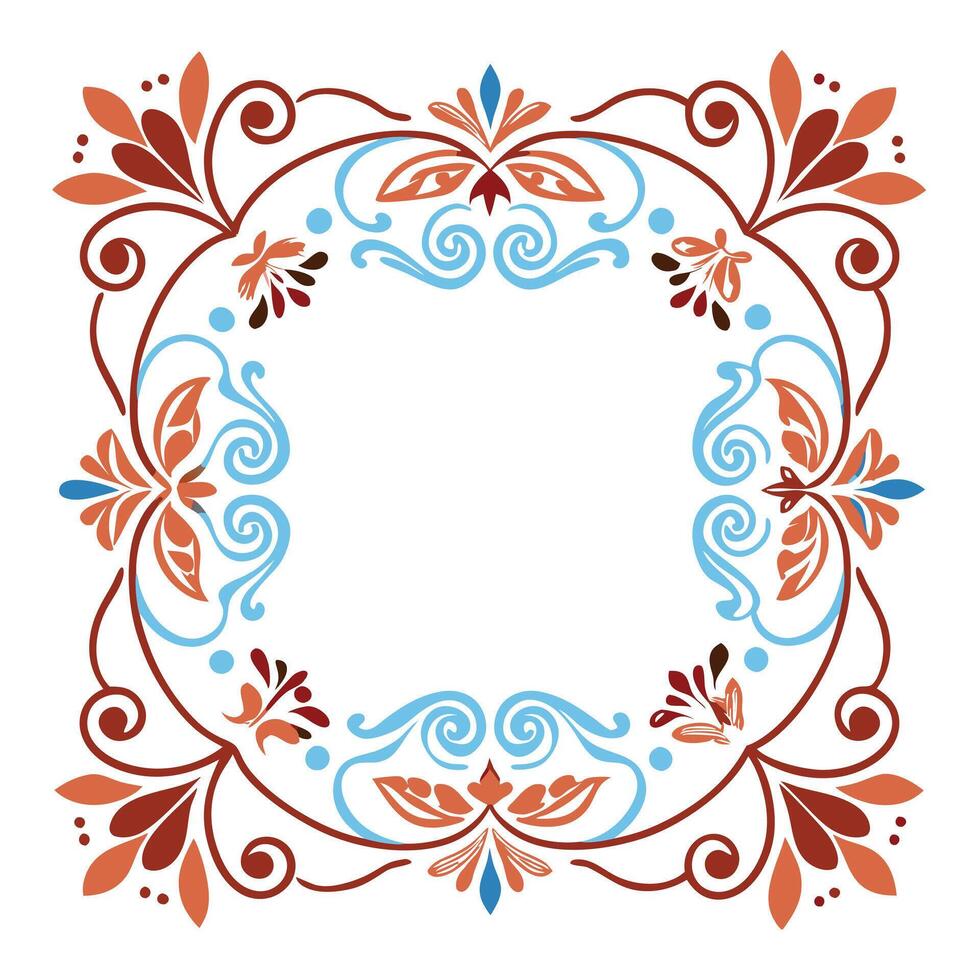 decorative frame with flowers and leaves vector