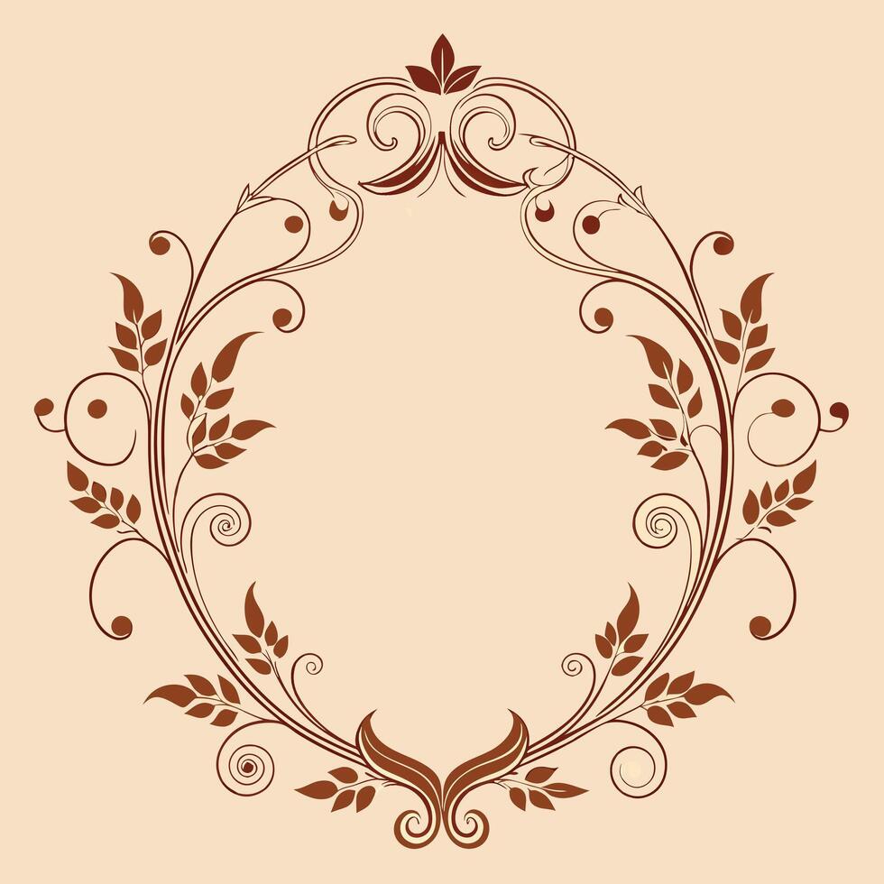 A decorative frame with floral design on a beige background vector