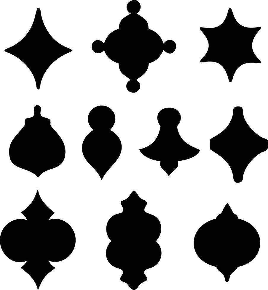 a set of black and white silhouettes of various shapes vector