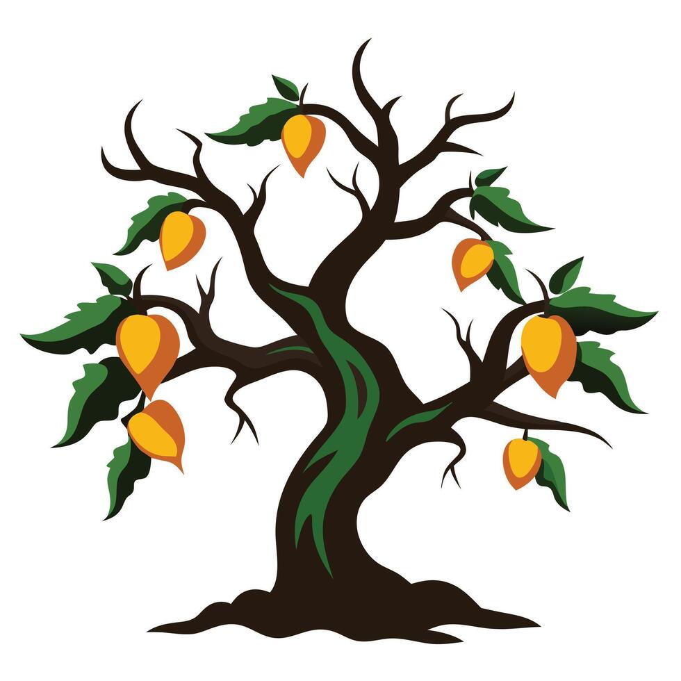 a tree with fruit on it, with leaves and branches vector