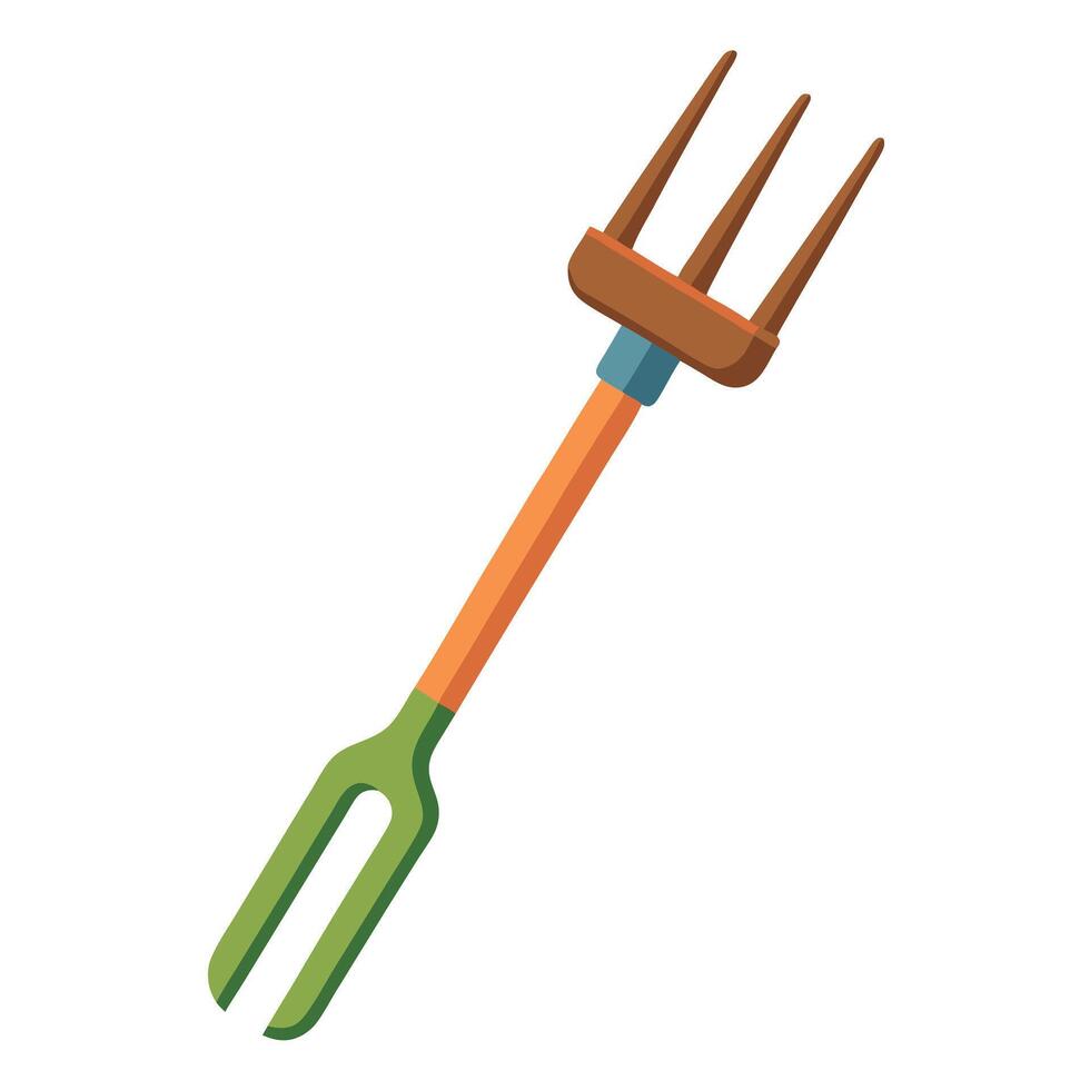 a fork with a green handle and a handle vector