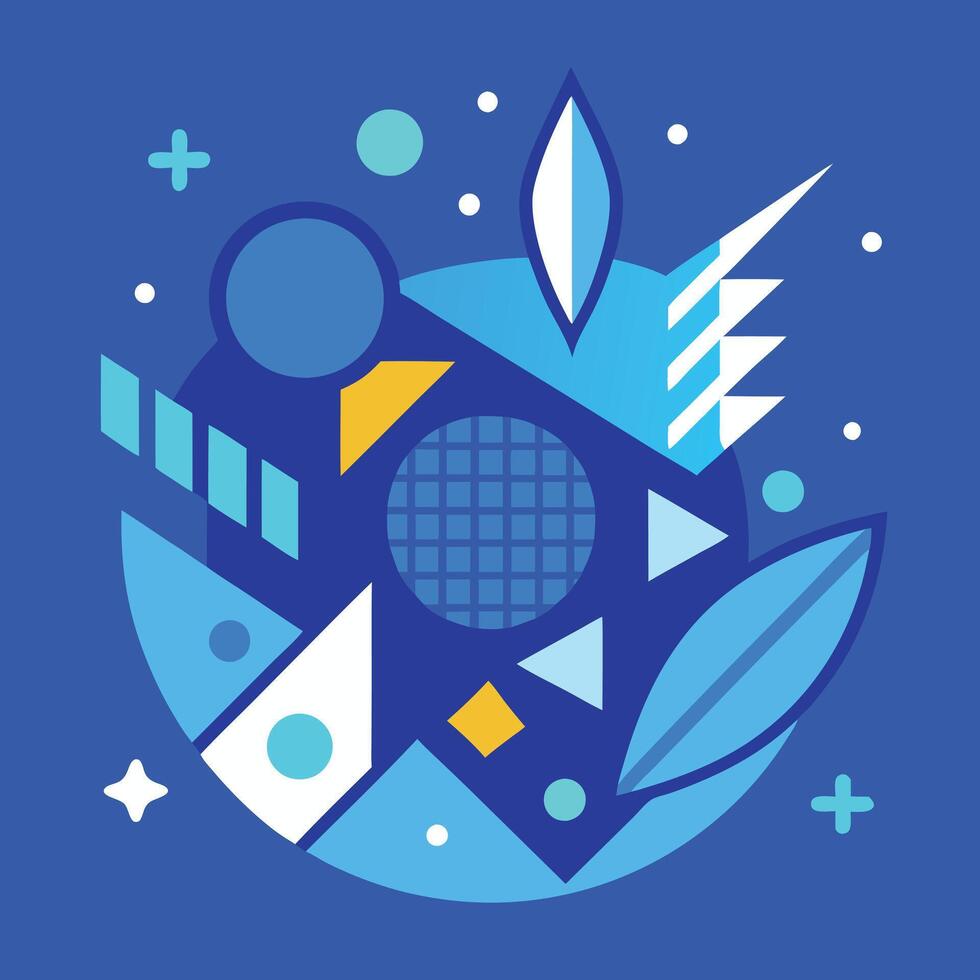 A blue and white illustration of a geometric pattern vector