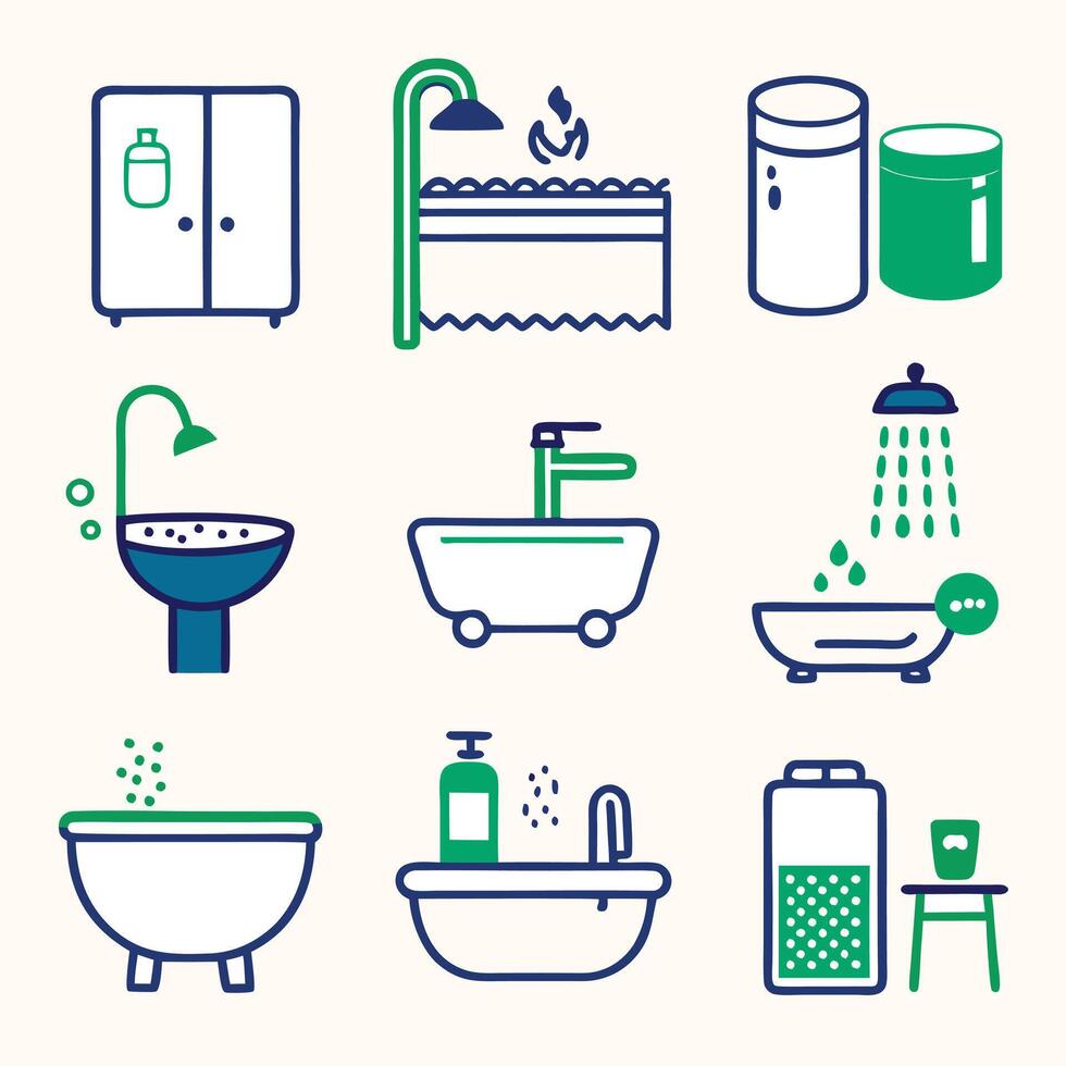 bathroom icons set design on a white background vector