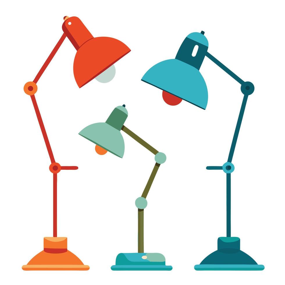 three lamps with different colors on a white background vector
