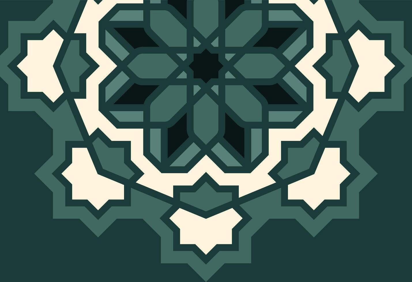 a green and white geometric pattern on a black background, pattern on a green background. Islamic ornament vector