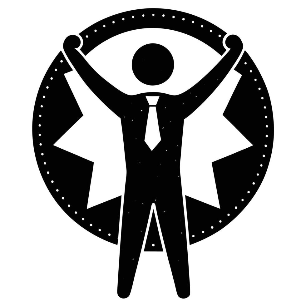 Corporate icon, minimalist design, black and white, stick figure businessman vector