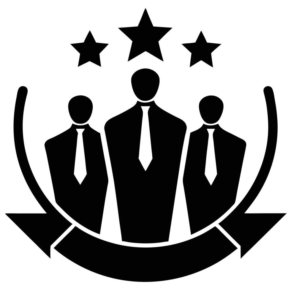 business team logo, silhouette, three executives, leadership vector