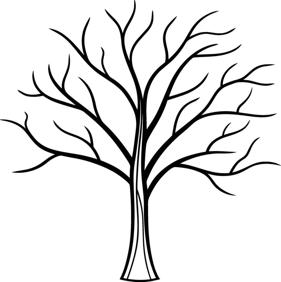 Bare Tree Line Art - Elegant Leafless Tree Illustration for Seasonal and Nature Designs vector