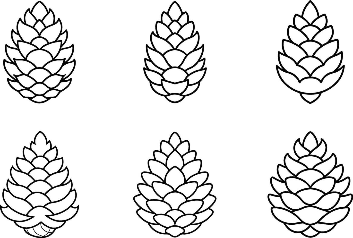 Pine Cone Line Art Set - Nature-Inspired Botanical Illustration vector