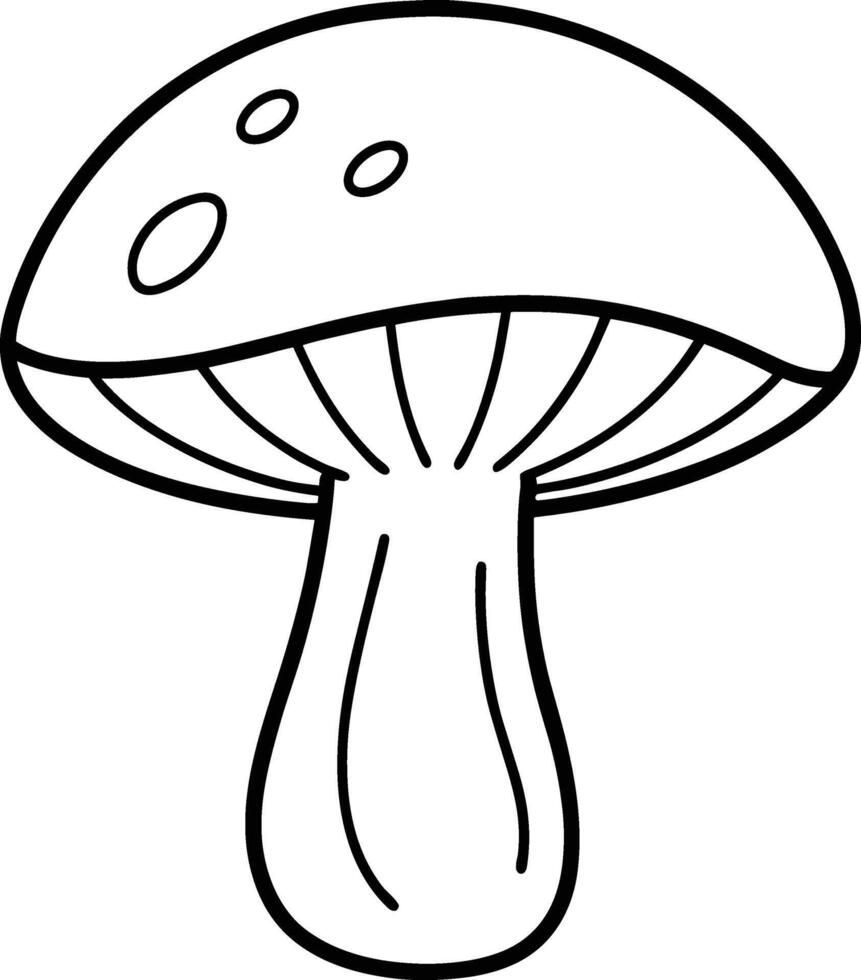 Hand-Drawn Mushroom Outline - Autumn Forest Illustration vector