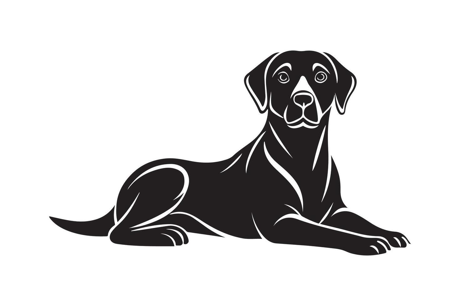 Black and white dog sitting on the ground vector