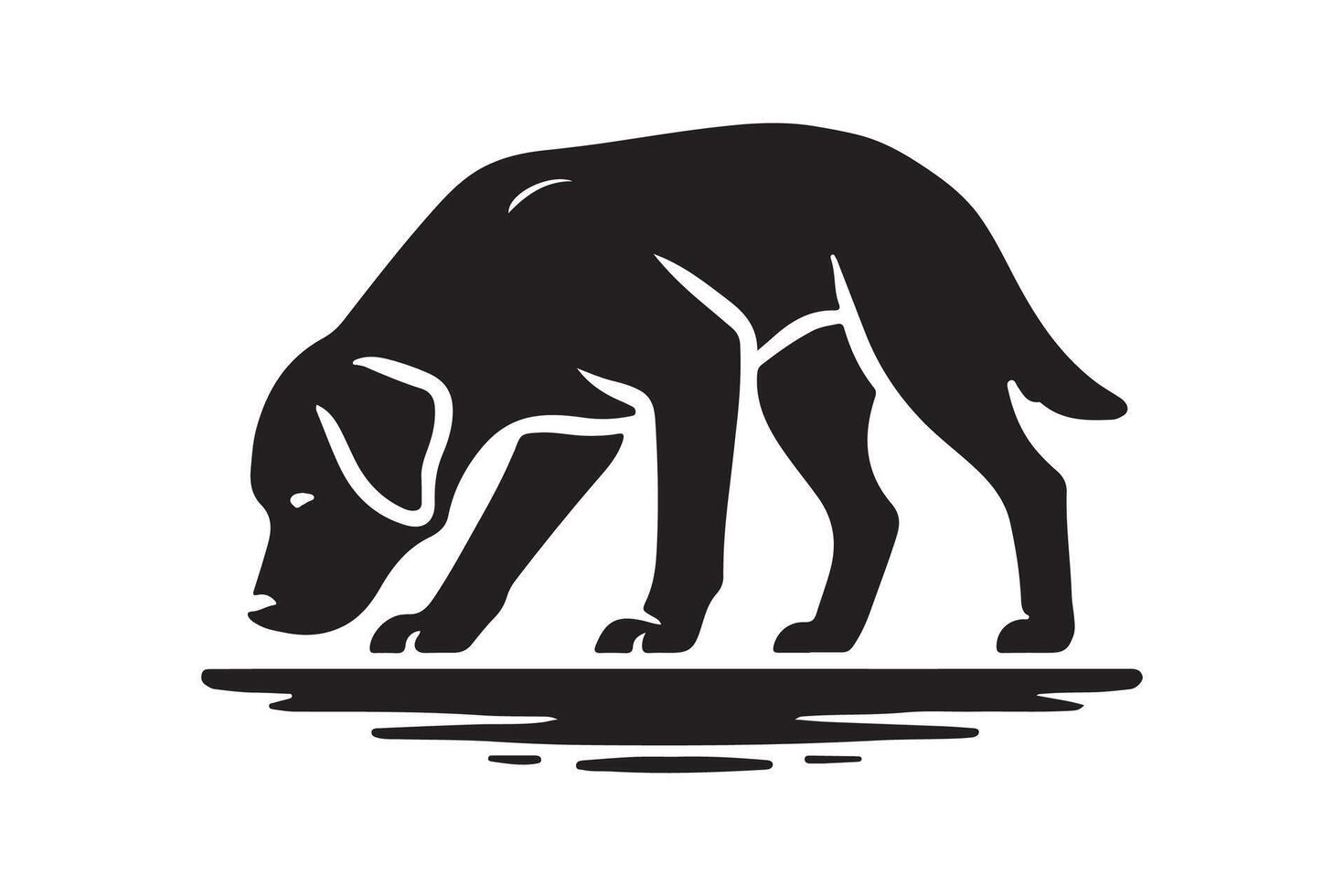 A black and white dog standing on a rock vector