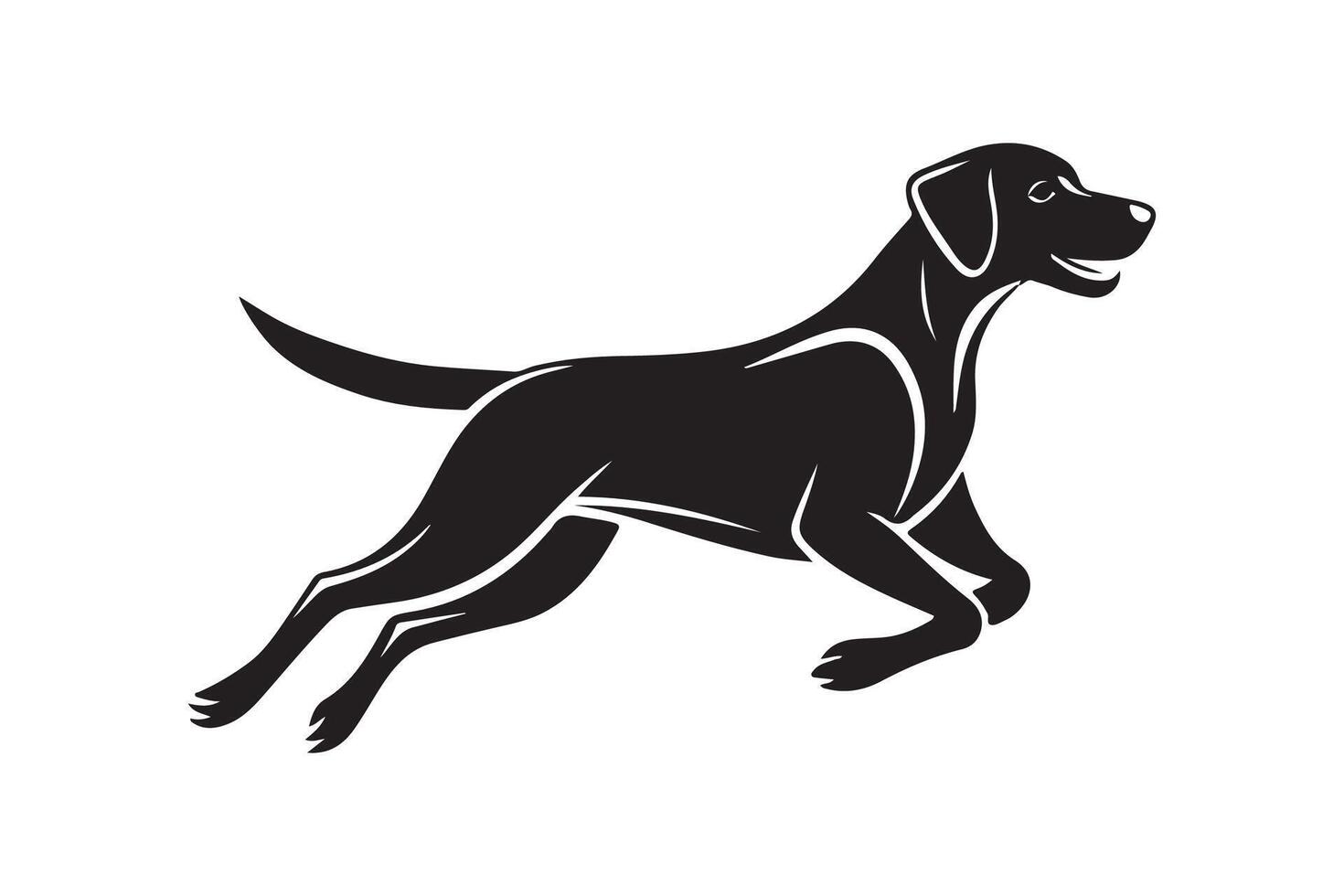 Black and white dog running logo vector