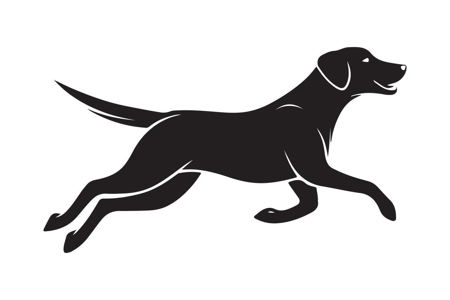 Black dog running on white background vector