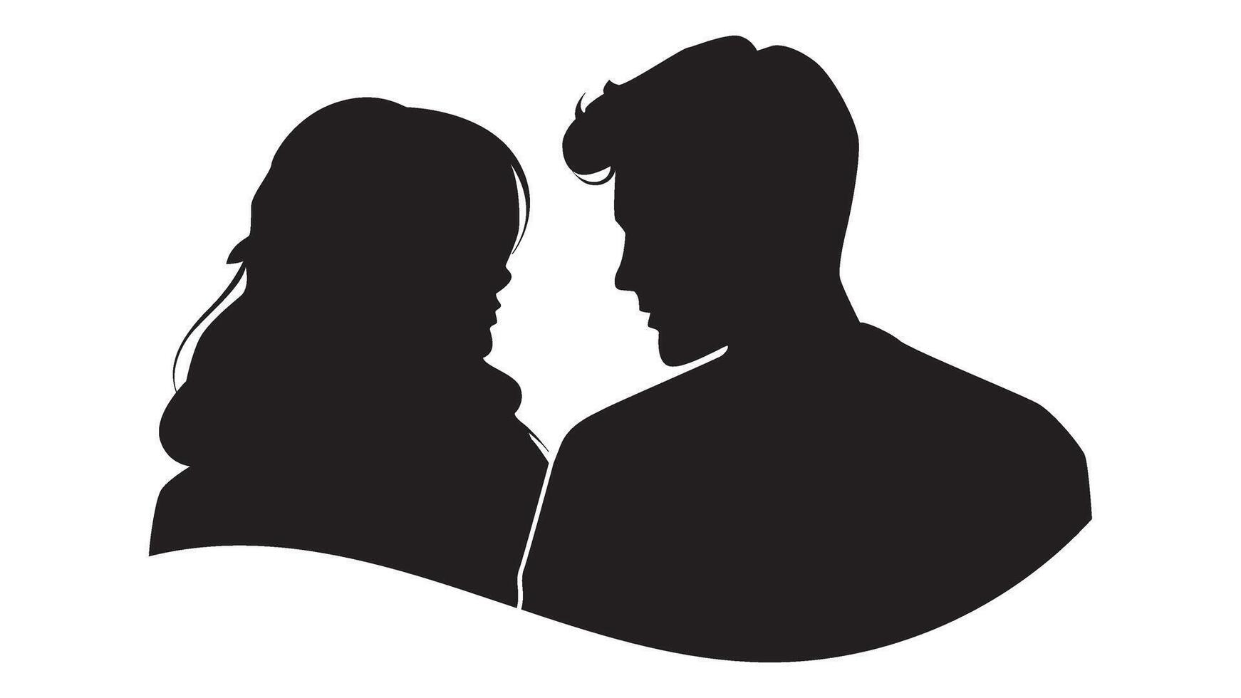 Silhouette of a Couple Gazing at Each Other Representing Intimacy and Connection vector