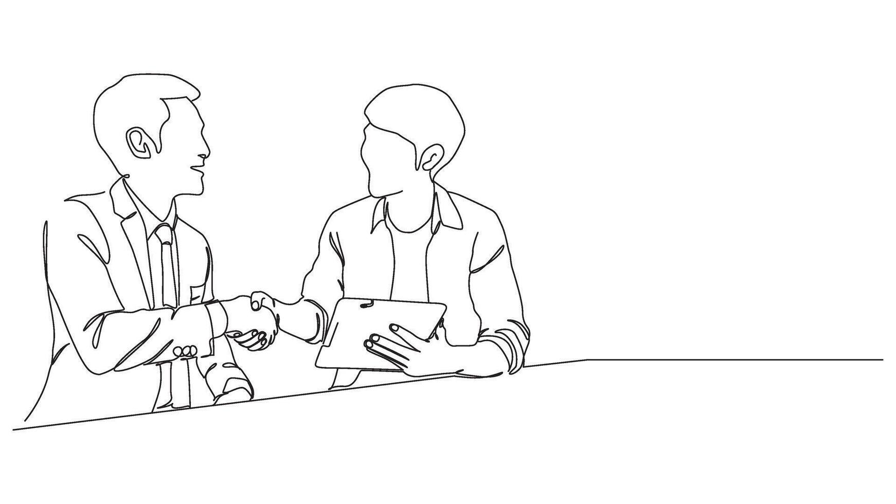 Continuous Line Art of a Business Deal, Partnership and Technology Concept vector