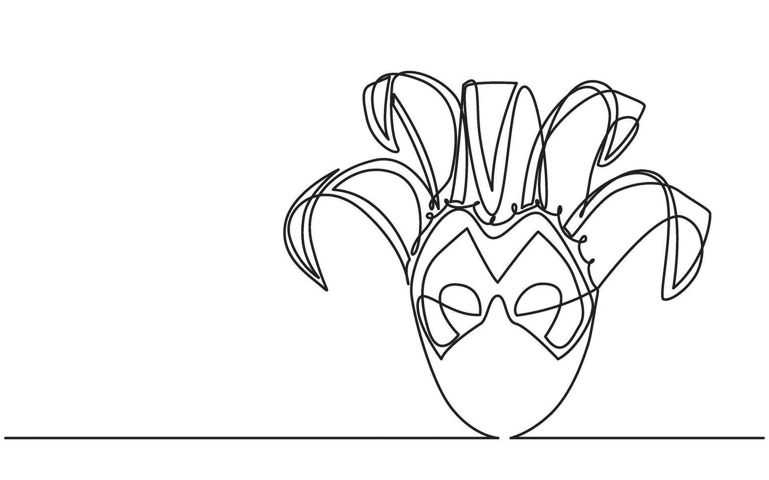 Elegant Single Line Illustration of a Venetian Carnival Mask Symbol vector
