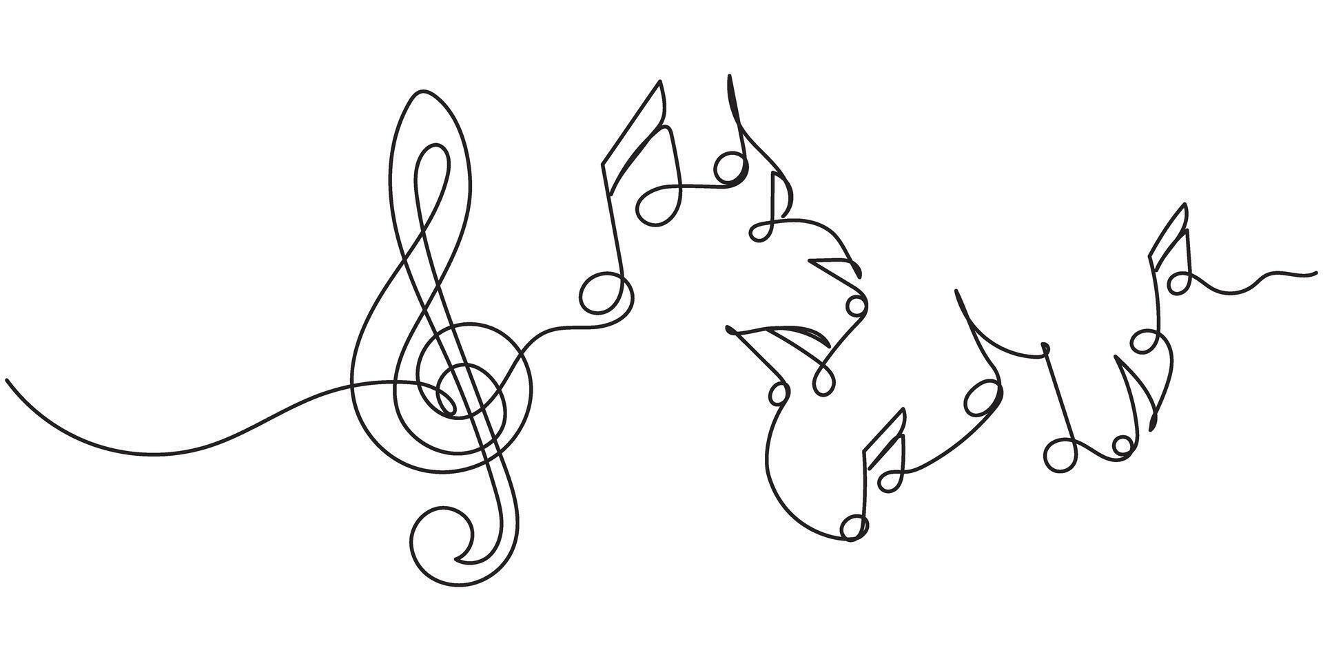 Elegant single line music notes and treble clef on white background vector