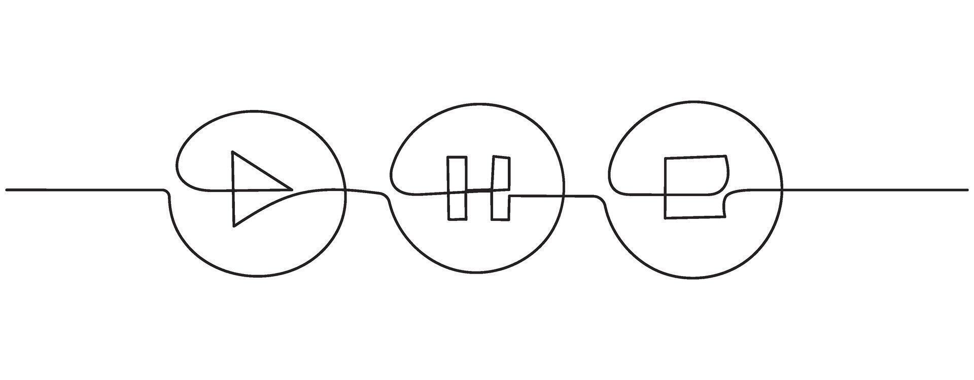 Minimalist one line drawing of media controls in simplistic style art vector