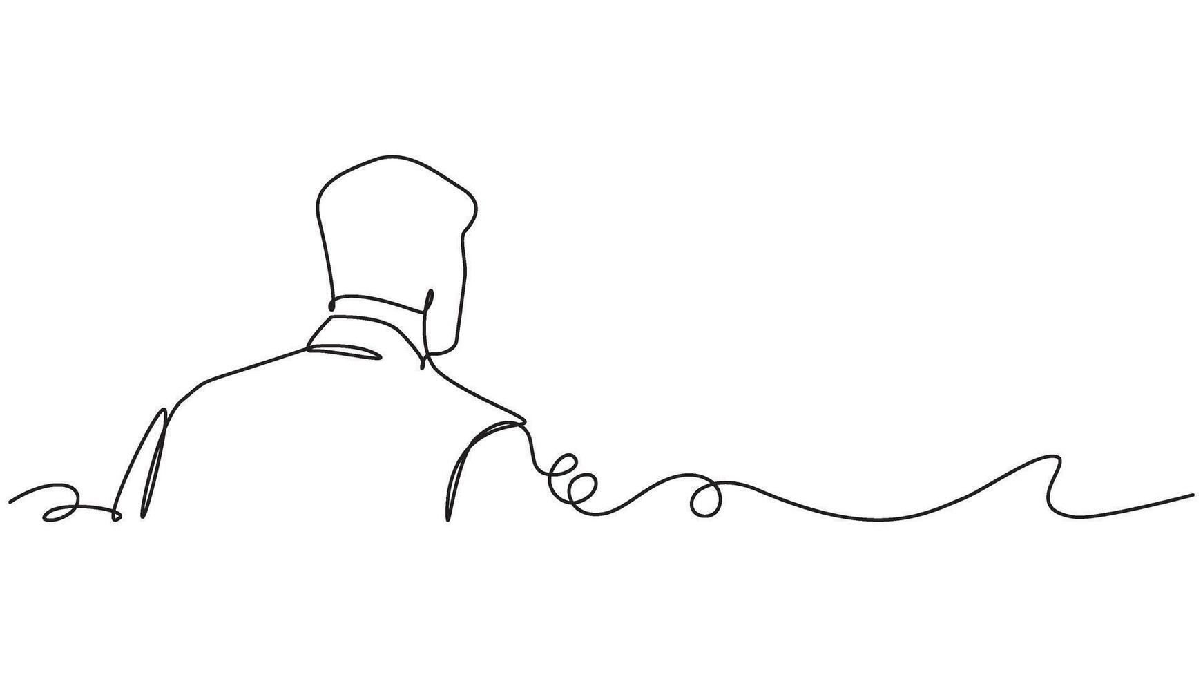 One Line Drawing of Man's Back Silhouette with Abstract Curve Pattern vector