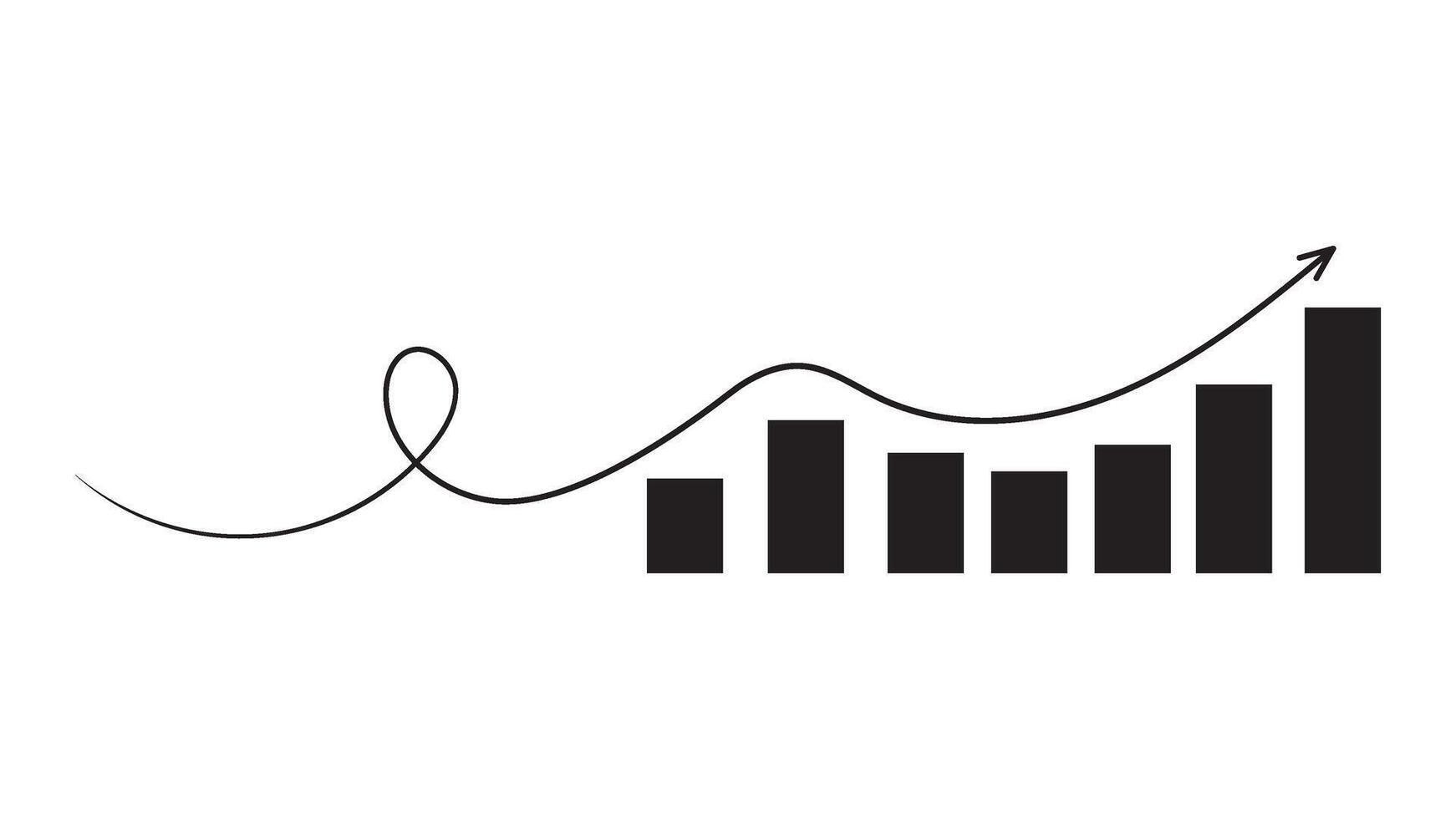 Ascending Bar Graph with Arrow Highlighting Business Growth and Progress vector