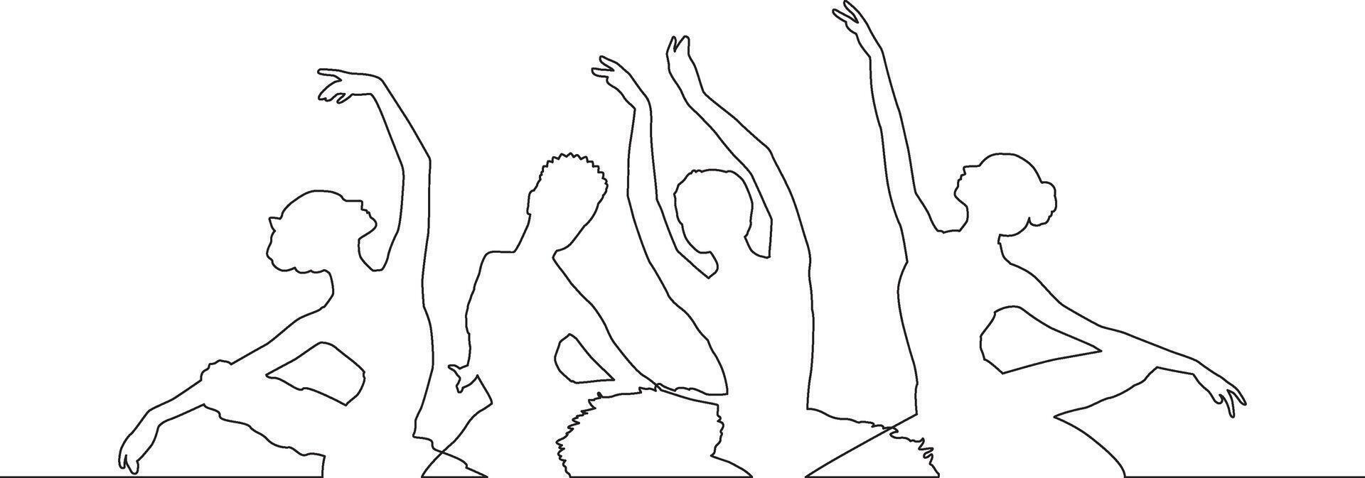 Elegant ballet dancers poised in harmonious positions minimal art vector