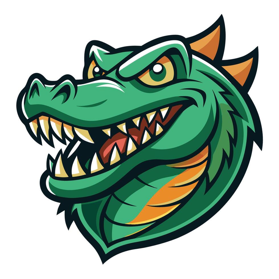 An alligator head with a green and orange mouth vector