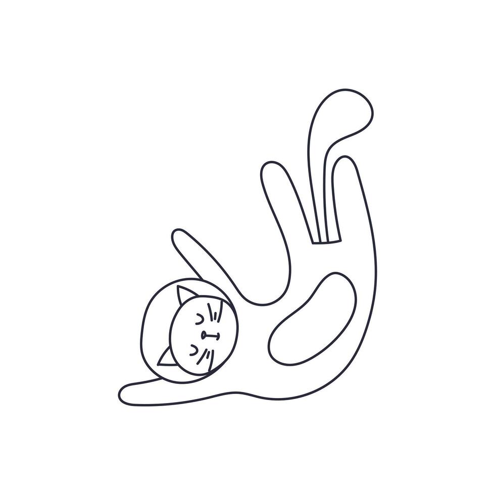Doodle cute cat in a space suit. The cat is floating in space. vector