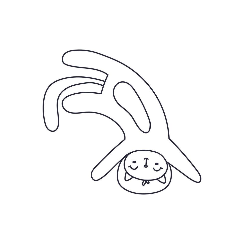 Doodle cute cat in a space suit. The cat is floating in space. Black and white illustration on an isolated background. vector