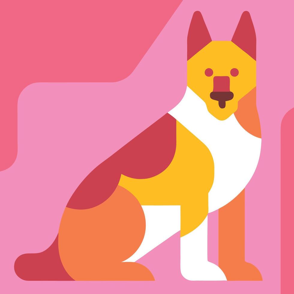 A dog sitting on a pink background vector