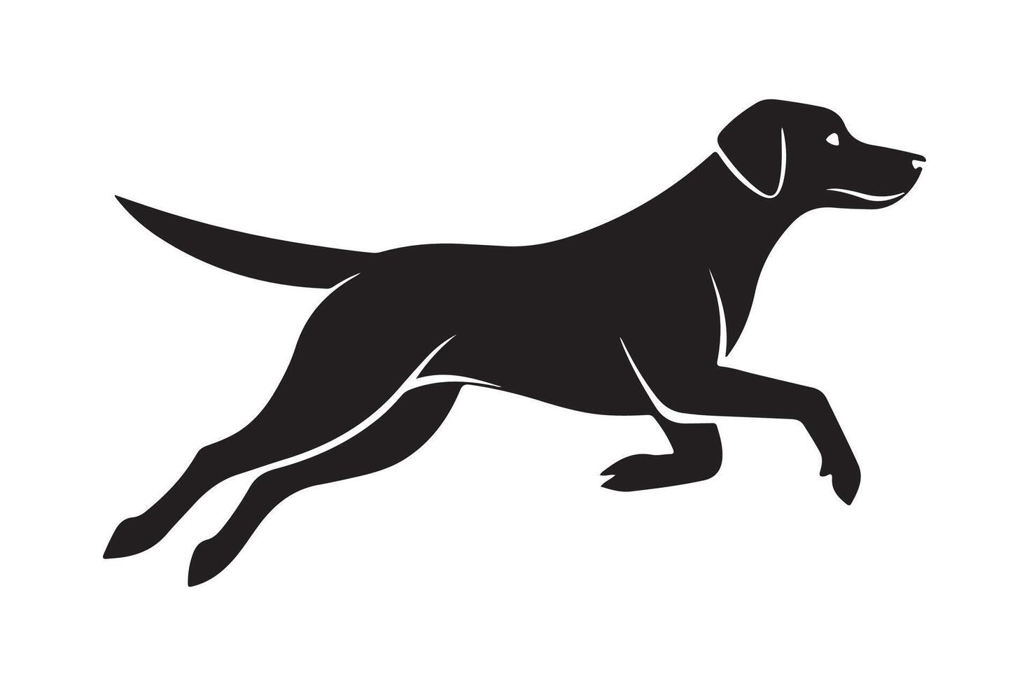 Black dog running on white background vector