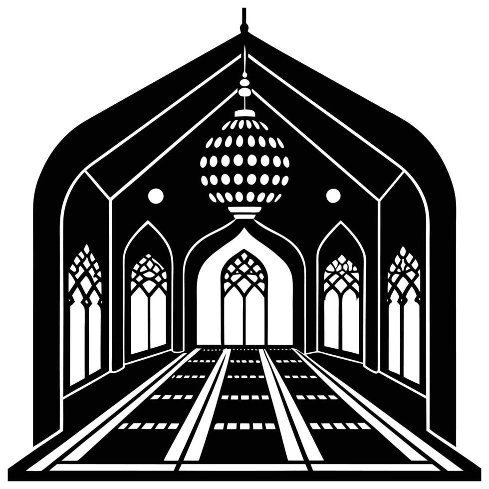 An illustration of a mosque with a chandelier vector