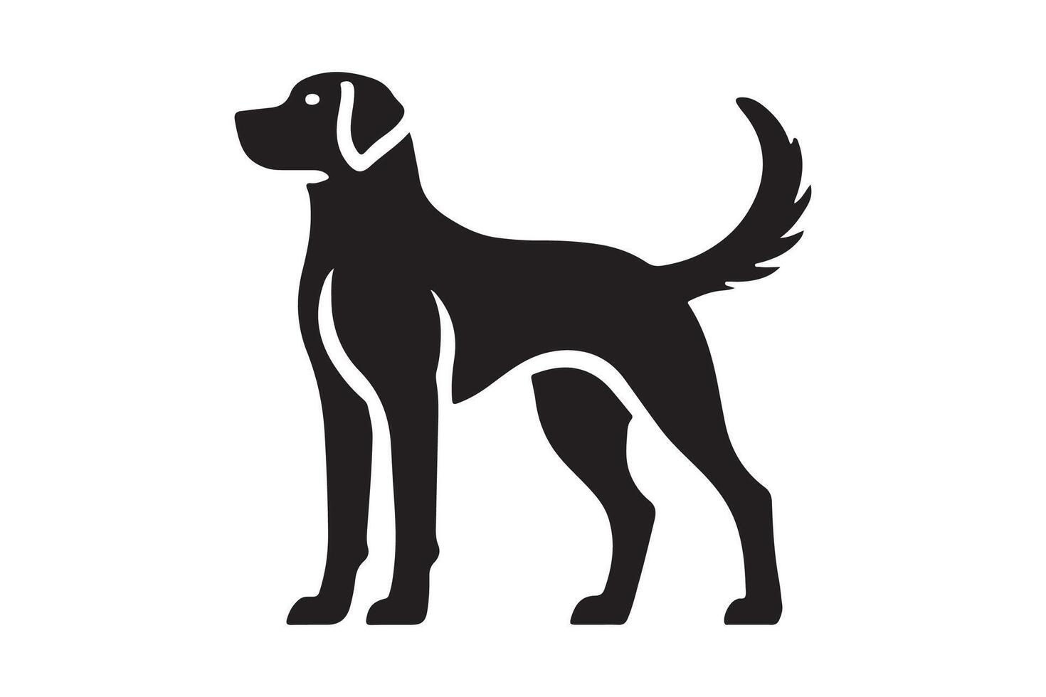 A black and white dog silhouette on a white background vector