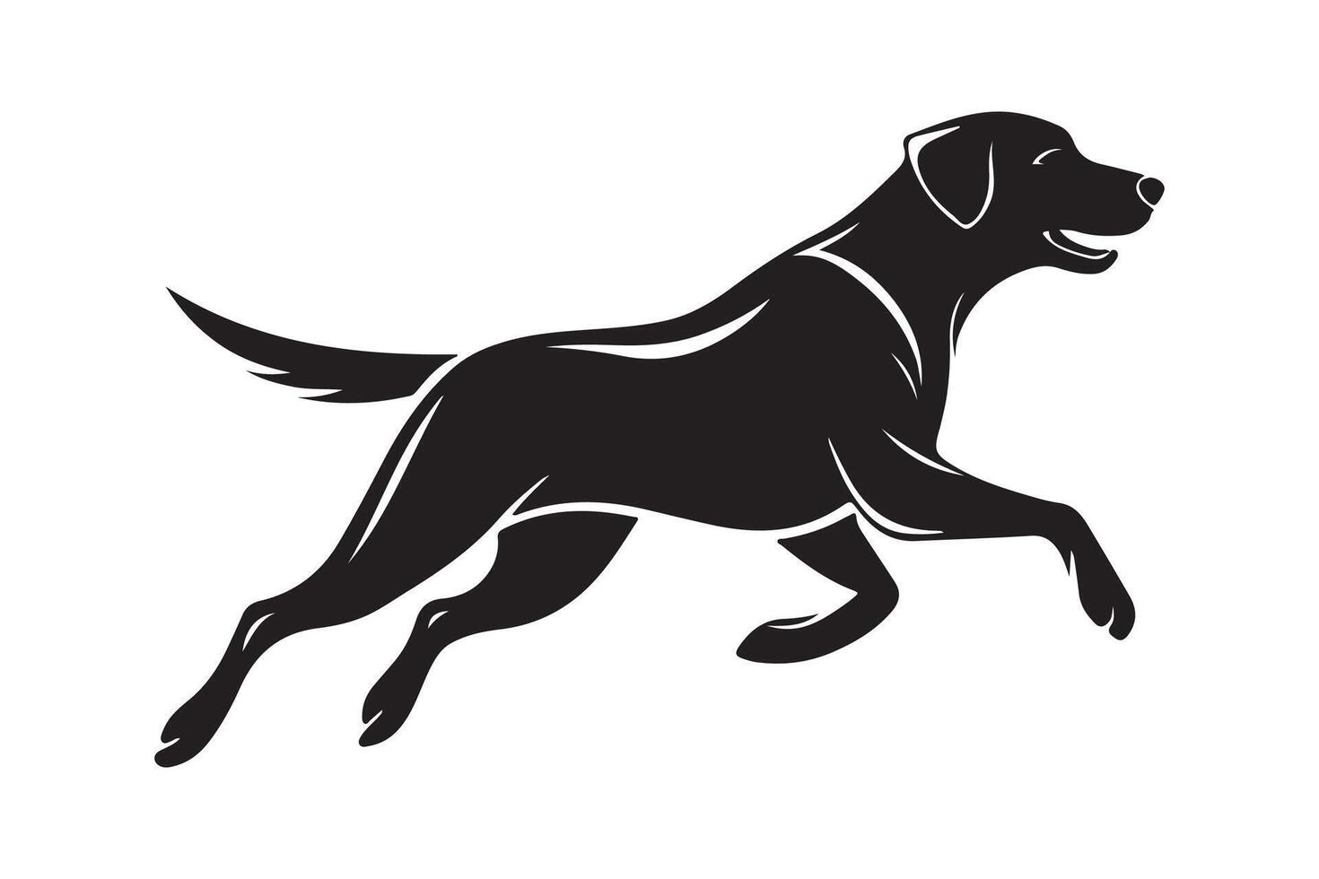 Black labrador dog running illustration vector