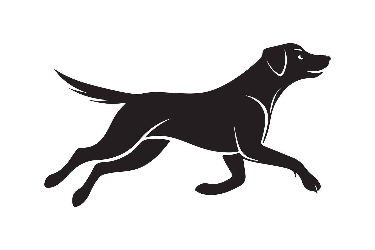 Black labrador dog running illustration vector