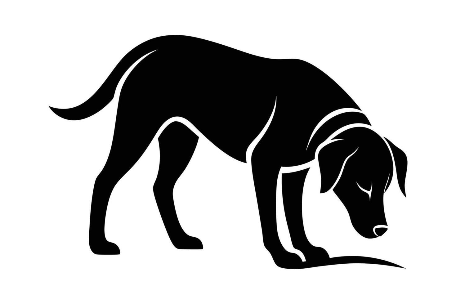 A black and white silhouette of a dog vector
