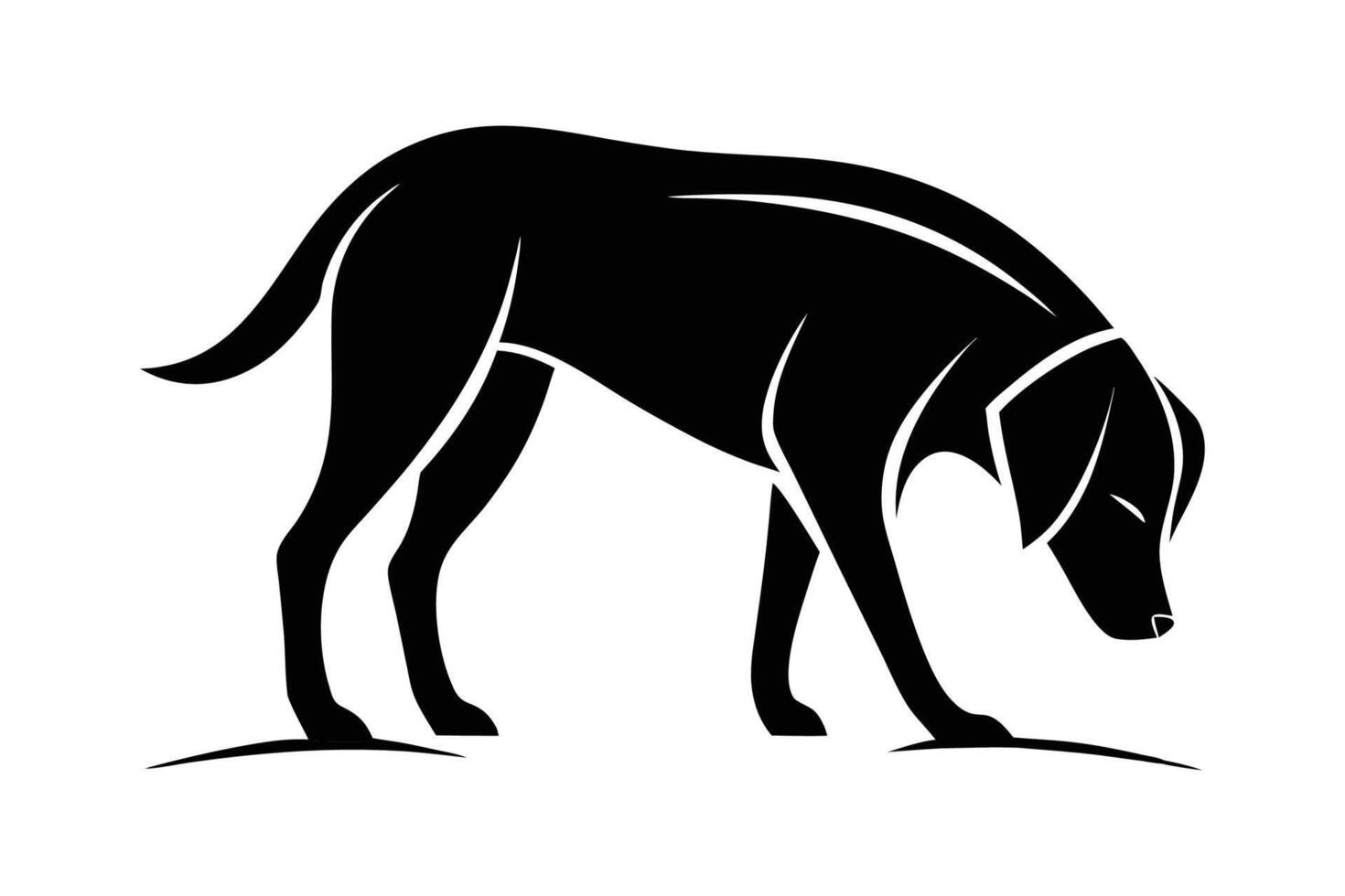 A black dog silhouette on a white background vector