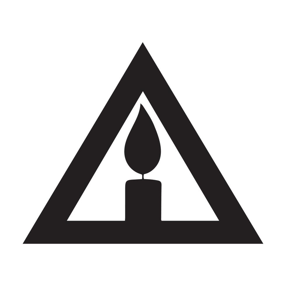 Warning sign with a candle and flame, indicating fire hazard. vector