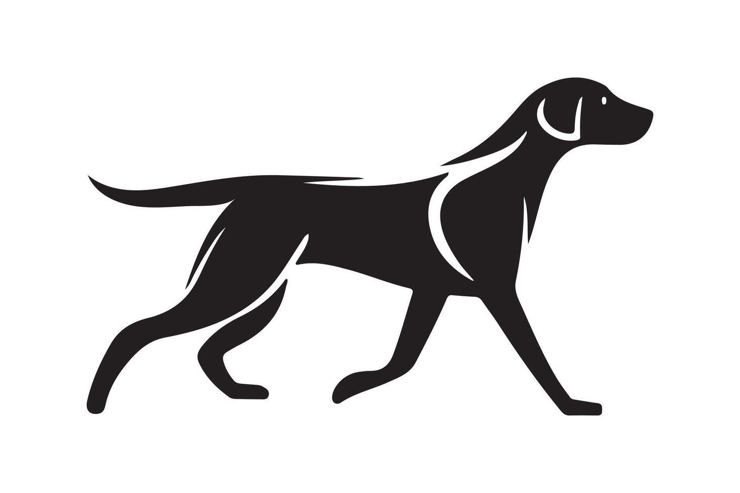 A black and white dog silhouette on a white background vector