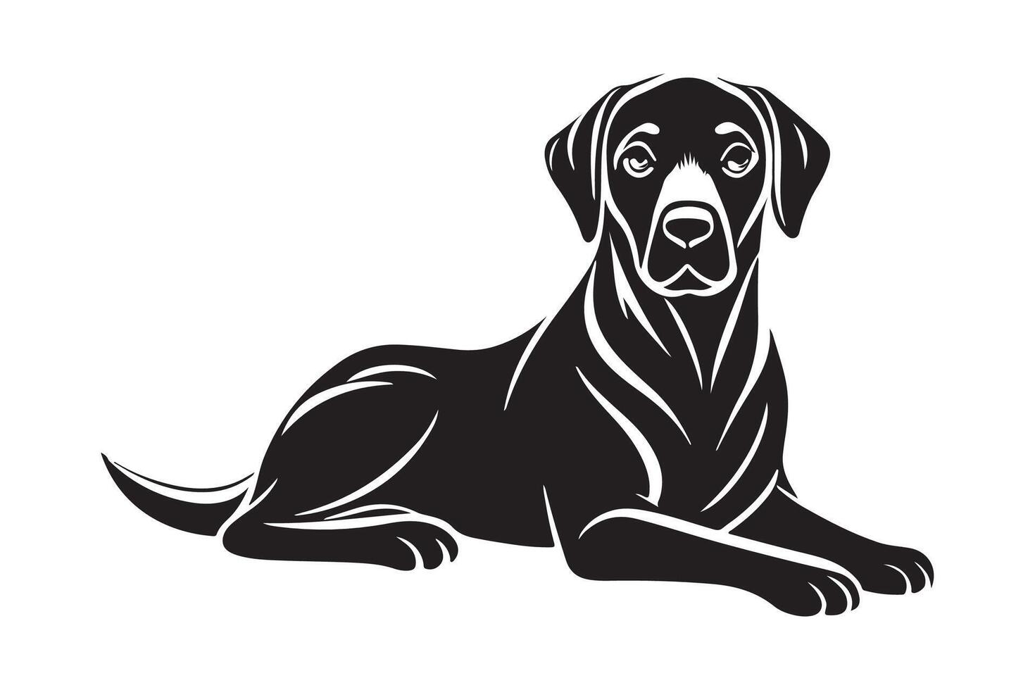 Black and white dog sitting on the ground vector