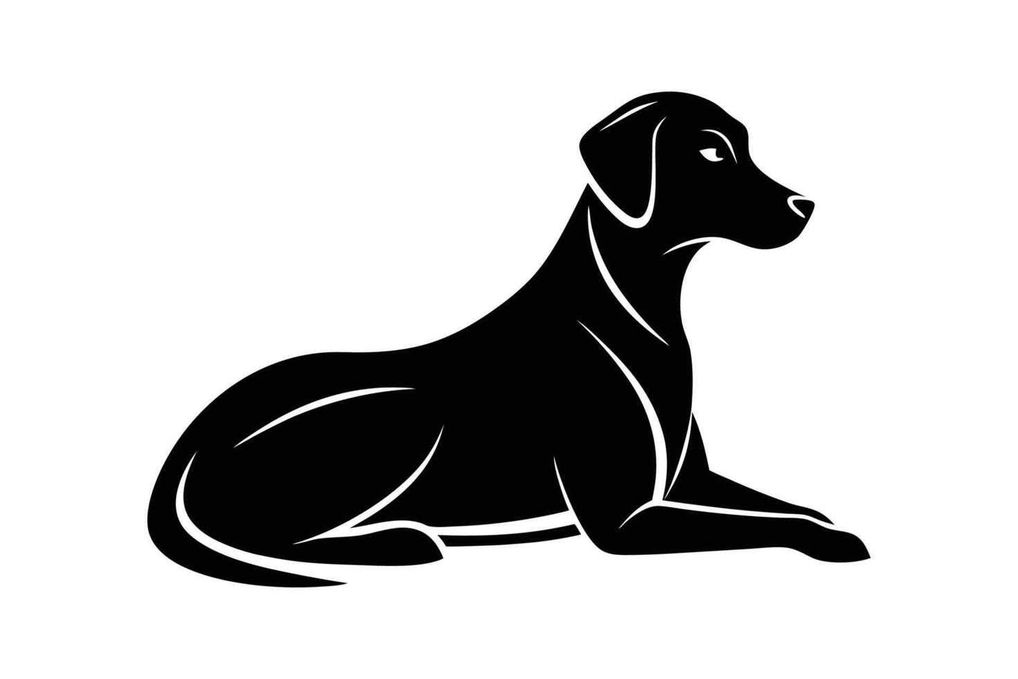 Black dog sitting on white background illustration vector