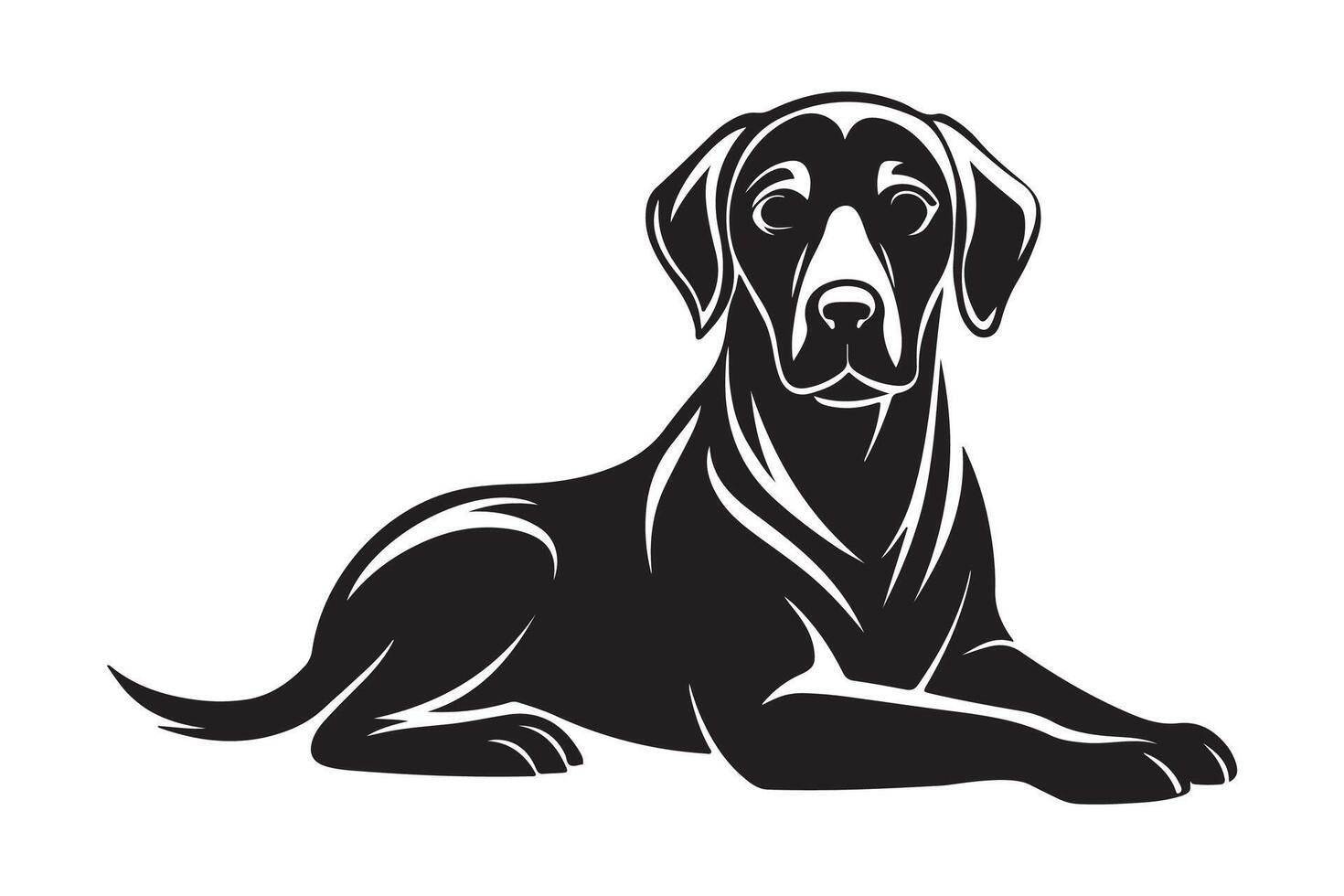 Black and white dog sitting on the ground vector
