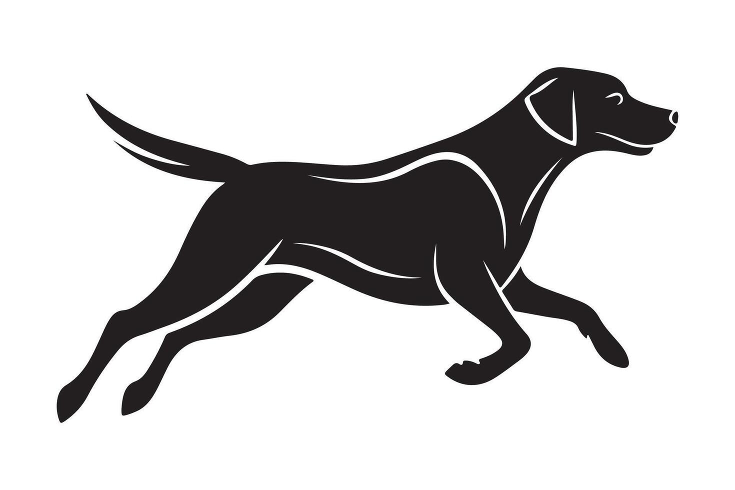 A black and white dog running on a white background vector